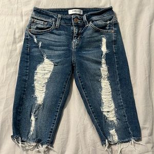 Guess Distressed Stretchy Bermuda Denim Shorts